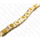 Harz Beads Tube Faceted Yellow with Redlip Shell Inlay 20mm