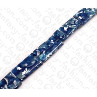 Resin Rectangle Transparent Blue with Sliced Shells Inlay 31x17mm