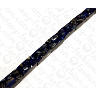 Harz Beads Rectangle Transparent Navy Blue with Sliced Shells Inlay 32x15mm