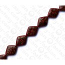 Resin Diamond Opaque Red with Kapok Inlay 43x30mm