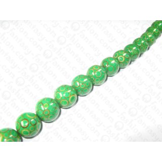 Green briar resin ball beads w. bamboo eye ca.25mm