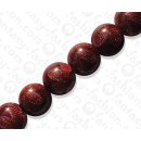 Resin Round Beads with Red Flower Cord Inlay 27mm