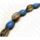 Resin Oval Opaque Blue with Cowrie Shell Inlay 27x19mm