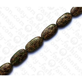 Harz Beads Oval Opaque Green with Elephant Vine Inlay 45x23mm