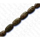 Harz Beads Oval Opaque Green with Elephant Vine Inlay...