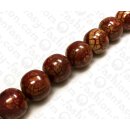 Resin Round Beads Opaque Red with Santol Inlay 25mm