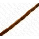 Wood beads Three Sided Oval Mahogany 12x5mm / 33pcs.