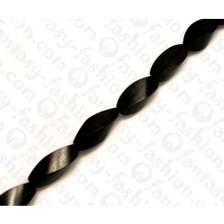 Wood beads Twisted Black Kamagong 23x10mm / 17pcs.