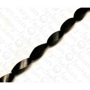 Wood beads Twisted Black Kamagong 23x10mm / 17pcs.