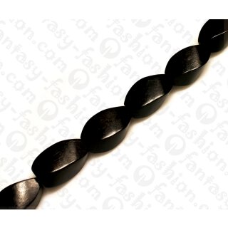 Wood beads Twisted Black Kamagong 25x14mm / 16pcs.