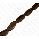 Wood beads Flat Oval Tiger Kamagong ca. 30x15x5mm / 13pcs.