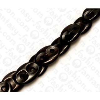 Holz Komponenten Oval with Two Holes Black Kamagong ca. 28mm / 21pcs.