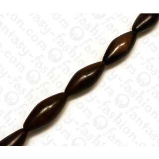 Wood beads Football Tiger Kamagong ca. 35x15mm / 11pcs.