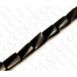 Wood beads Twisted Rectangle Black Kamagong ca. 17mm / 23pcs.