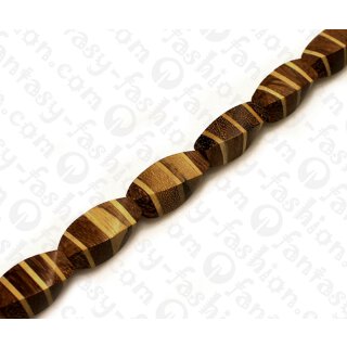 Wood beads Twisted PalmWood beads and WhiteWood beads ca. 24mm / 16pcs.