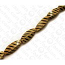 Wood beads Twisted WhiteWood beads with Black Stripes ca....