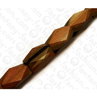 Wood beads Faceted Rectangle Sebucao, Black Kamagong and WhiteWood beads ca. 30mm / 13pcs.