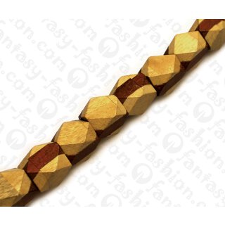 Holz Komponenten Faceted Dice White wood and Bayong ca. 14mm / 28pcs..