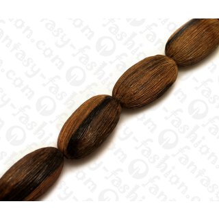 Wood beads Oval Tiger Kamagong with Striations ca. 35mm / 11pcs..