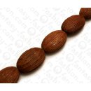 Wood beads Oval Bayong with Striations ca. 35mm / 11pcs..