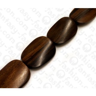 Wood beads Twisted Rectangle Tiger Kamagong ca. 40mm / 10pcs..