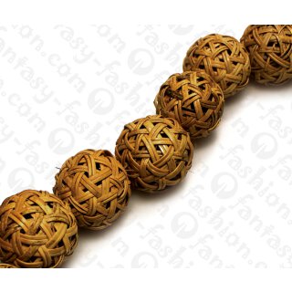 Seed Round Beads Waived Rattan ca. 32mm / 12pcs.