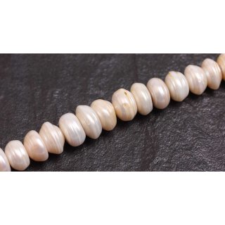 Natural Freshwater Pearl Beads white / saucer irreg. / 7x14mm.