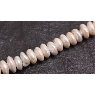 Natural Freshwater Pearl Beads white / saucer irreg. / 6x14mm.
