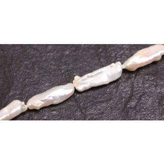 Natural Freshwater Pearl Beads white / Long irreg. / 28x8mm.