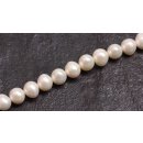 Natural Freshwater Pearl Beads white / Semi Round / 8x9mm.