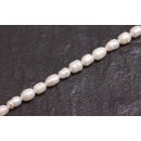 Natural Freshwater Pearl Beads white / Oval seed / 7x6mm.