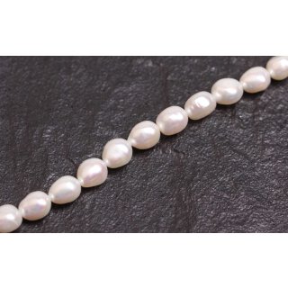 Natural Freshwater Pearl Beads white / Oval seed / 10x8mm.
