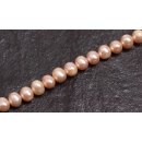 Natural Freshwater Pearl Beads Rose / oval   / 7x8mm.