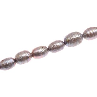 Freshwater Pearl Beads Silver Grey / oval seed / 16x10mm.