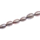 Freshwater Pearl Beads Silver Grey / oval seed / 16x10mm.