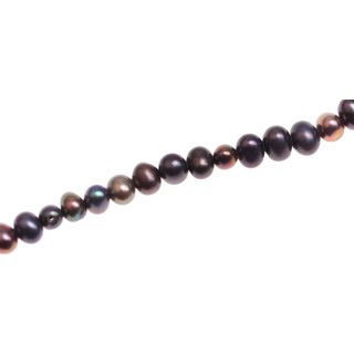 Freshwater Pearl Beads Cultured black / oval   / 4mm.