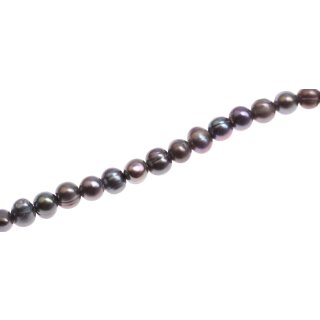 Freshwater Pearl Beads Cultured black / oval   / 6mm.