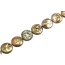 Freshwater Pearl Beads Olive Green / flat round / 20mm.