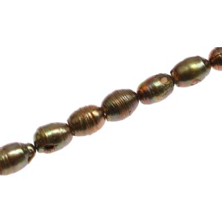 Freshwater Pearl Beads Olive Green / oval Irregular / 18mm.