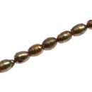 Freshwater Pearl Beads Olive Green / oval Irregular / 18mm.