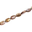 Süßwasserperlen Olive Green / flat oval /...