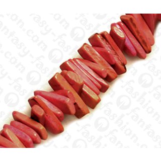 Kokos Perlen Rectangle with Center Drill Carmine Rose ca. 3x12mm / 133pcs.