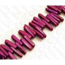 Kokos Perlen Rectangle wiht Two Holes Purple ca. 3x12mm /...