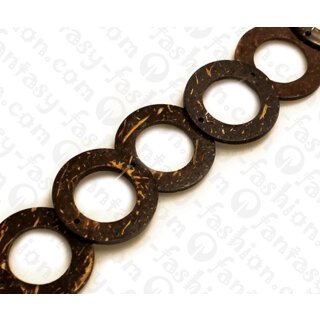 Kokos Perlen Ring with Two Holes Natural Tiger ca. 25mm / 16Pcs.