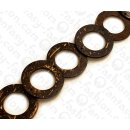 Kokos Perlen Ring with Two Holes Natural Tiger ca. 25mm /...