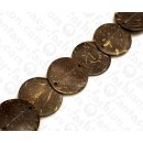 Coco Flat Round with Two Holes Natural Tiger ca. 32mm /...