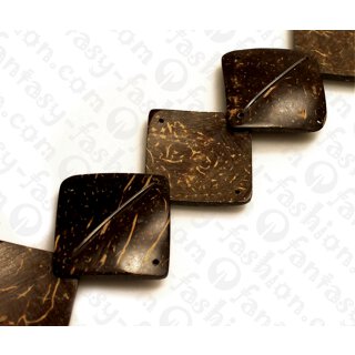 Coco Flat Square with Four Holes Natural Tiger ca. 42mm / 9pcs.