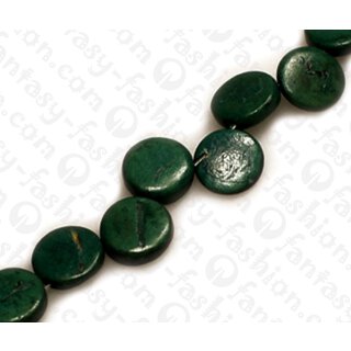 Kokos Perlen Flat Round upsd Dark Green ca. 10mm / 40pcs.