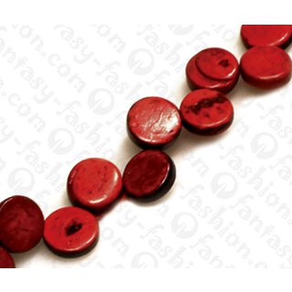 Kokos Perlen Flat Round upsd Red ca. 10mm / 40pcs.