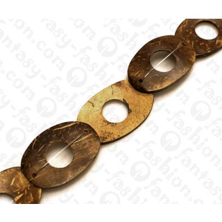 Oval with Calar and Two Holes Natural Tiger ca. 37mm / 10pcs.